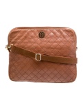Tory Burch Brn Lthr Gold-tone Hdw Zip Shldr Bag
