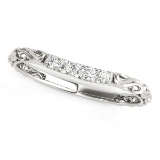 14k Wgold .09ct Diamond Antique Style Curved Band