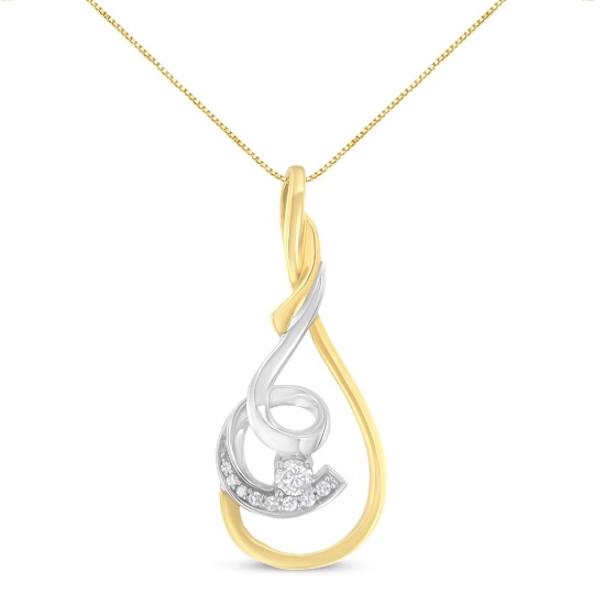 10k Two-tone .15ct Diamond Layered Spiral Necklace