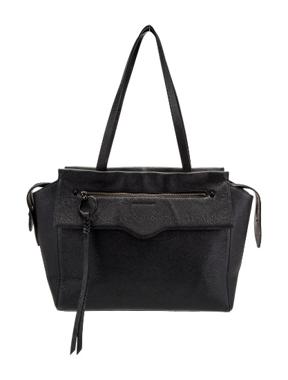 Rebecca Minkoff Blk Leather Zip Cls Shoulder Bag