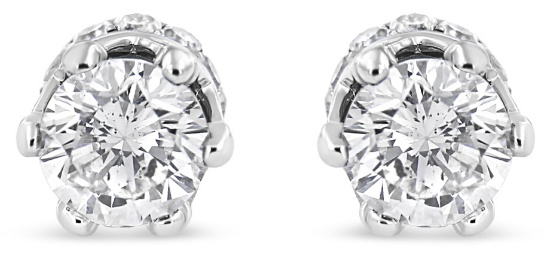 14k White Gold Round 2.00ct Diamond Crown Earrings