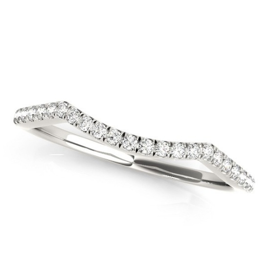 14k Wgold Round .12ct Diamond Pave Set Curved Band
