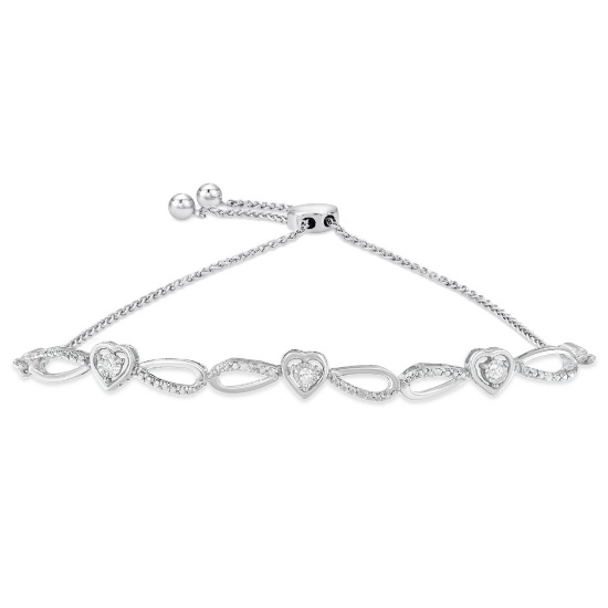 Round .03ct Diamond Heart & Infinity Bolo Bracelet