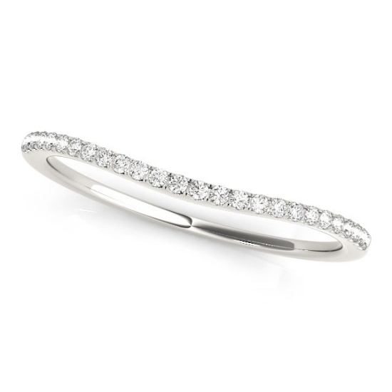 14k Wgold .09ct Diamond Pave Style Wedding Band
