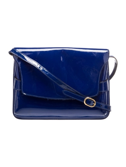 Gucci Blue Patent Leather Flap Closure Shldr Bag