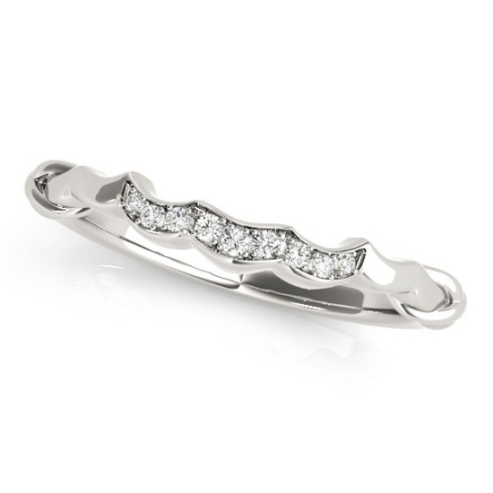 14k White Gold .04 Diamond Scallop Wedding Band