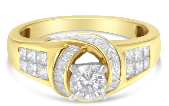14k Two-tone Gold Multi-cut 1.16ct Diamond Ring