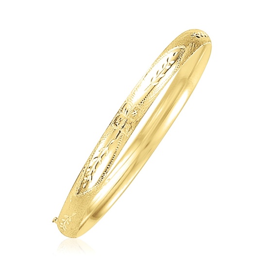 14k Gold Dome Florentine Design Bangle