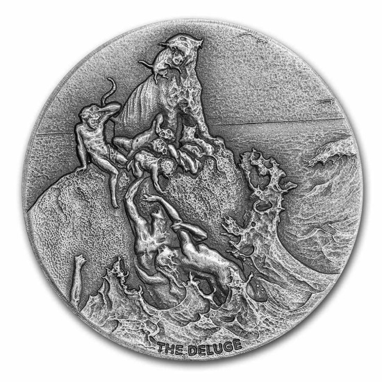 2022 2 Oz Ag Biblical Ser. The Deluge W/ Box & Coa