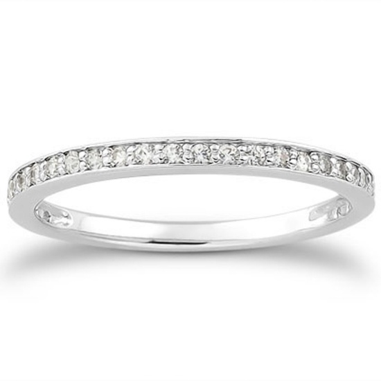 14k Wgold Round .21ct Diamond Micro-pave Band