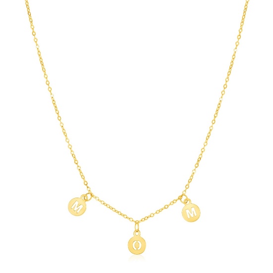 14k Gold Mom Necklace With Circle Drops Necklace