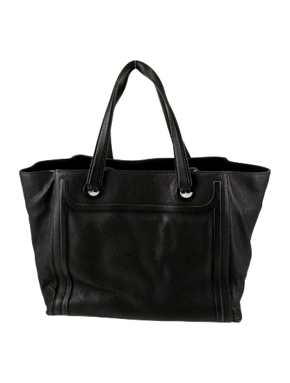 Bvlgari Black Leather Gunmetal Hdw Bvlgari Tote