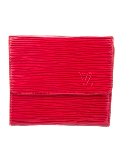 Louis Vuitton Red Epi Lthr Brass Hdw Elise Wallet