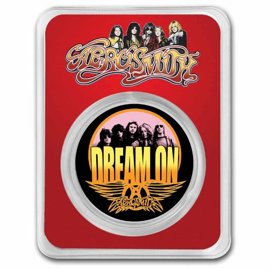 2023 1 Oz Silver $2 Aerosmith 50th Dream On Tep