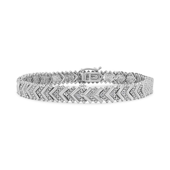 Stunning .15ct Diamond Chevron Wave Link Bracelet