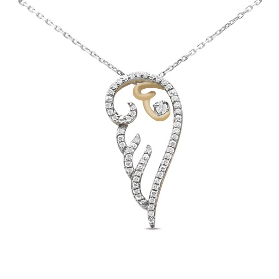 10k Gold-pl .25ct Diamond Angel Wing Necklace