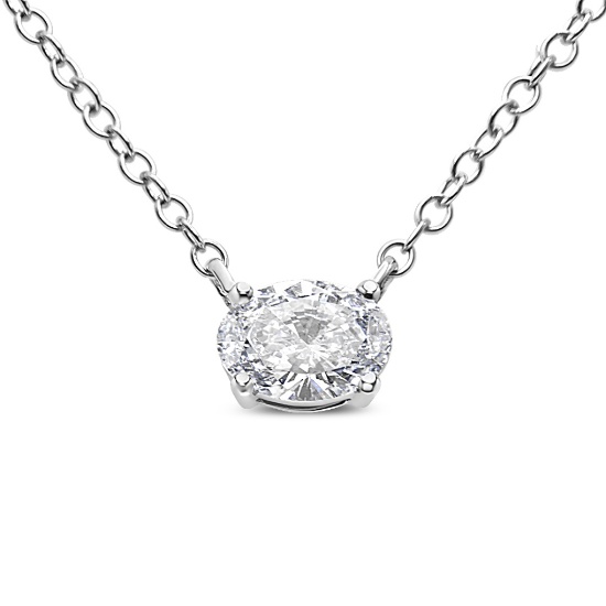 14k Gold Oval .50ct Diamond Solitaire Necklace