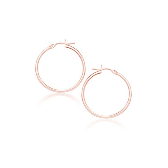 14k Rose Gold Polished Hoop Earrings 25mm