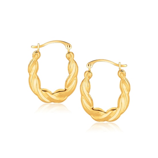 10k Gold Oval Twist Hoop Earrings
