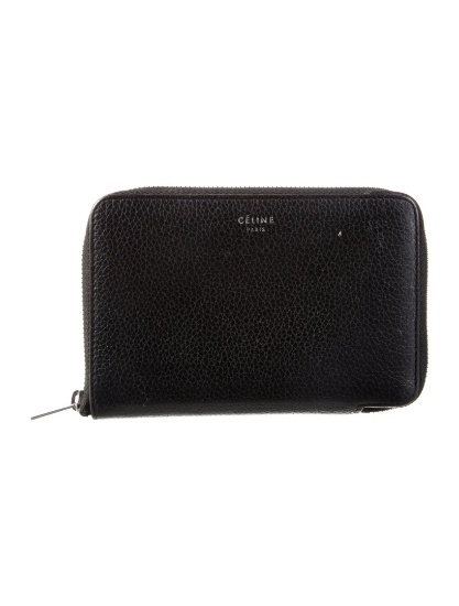 Celine Black Leather Exposed Zip Closurewallet