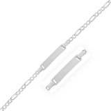14k White Gold Figaro Chain Children's Id Bracelet