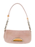 Christian Dior Pink Suede Beaded Crystal Shldr Bag
