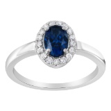 10k Gold Oval 1.45ct Sapphire & Diamond Halo Ring