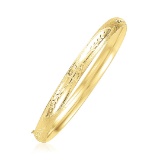 14k Gold Dome Florentine Design Bangle