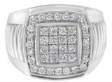 14k Wgold Round 1.00ct Diamond Square Band Ring