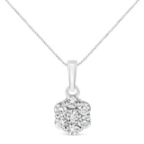 Glittering .50ct Diamond Floral Cluster Necklace