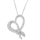 10k Gold 1.00ct Diamond Heart & Bow Necklace