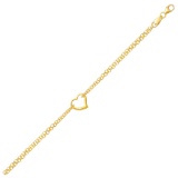 14k Gold Heart Station Double Rolo Chain Anklet