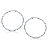 14k White Gold Polished Hoop Earrings 40mm