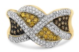 14k Gold .75ct Champagne & Yellow Diamond Ring