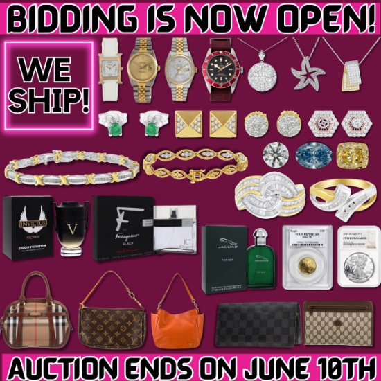 Rolex, LV Bags, Diamonds, Jewelry, & Coins! SHIPS!
