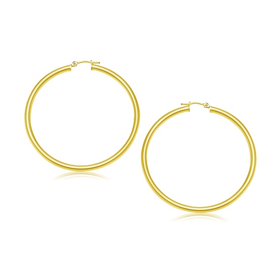 14k Gold Polished Hoop Earrings 30mm