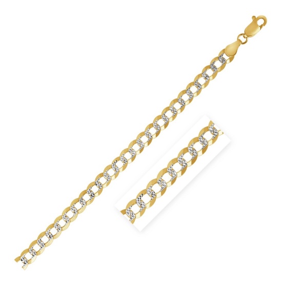 14k Two Tone Gold Pave Curb Chain