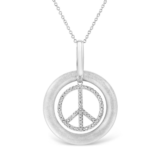 Elegant .07ct Diamond Accent Peace Sign Necklace