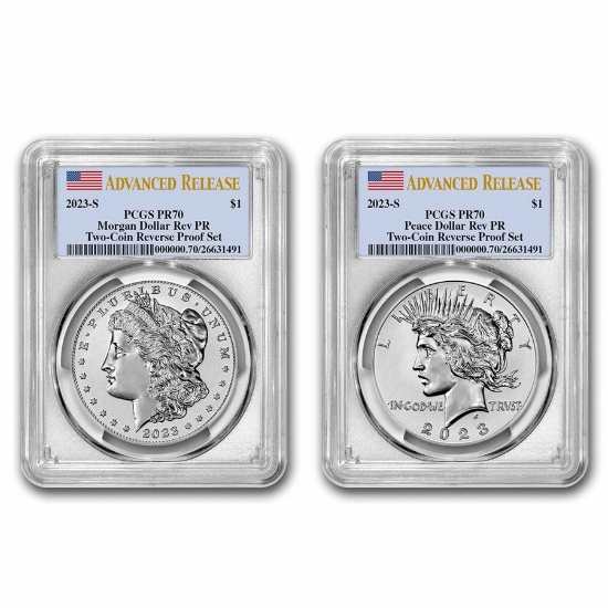 2023-s Morgan & Peace Reverse Proof Set Pr-70 Pcgs