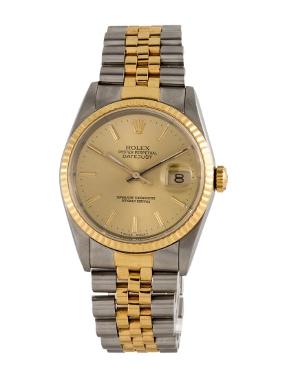 Rolex Datejust 18k Gold Auto Gold Dial Men's 36mm