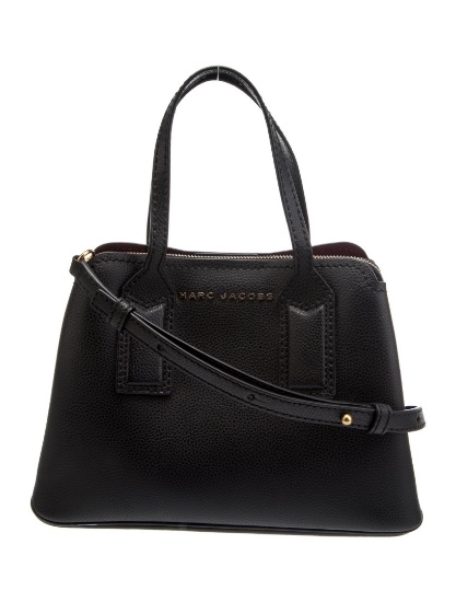 Marc Jacobs Black Leather Zip & Snap Top Hdl Bag