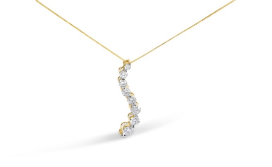 Certified 14k Gold 3.00ct Diamond Journey Necklace