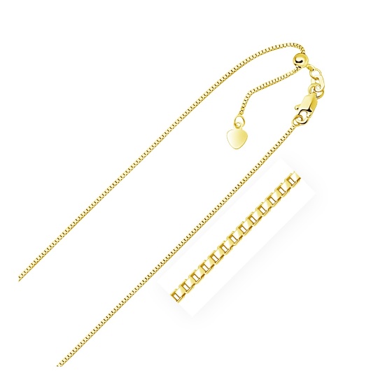 10k Gold Adjustable Box Chain With Heart Dangle