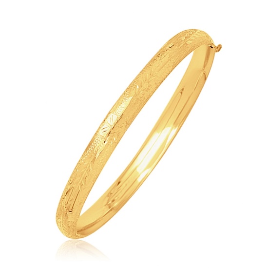 14k Gold Diamond Cut Dome Motif Children's Bangle