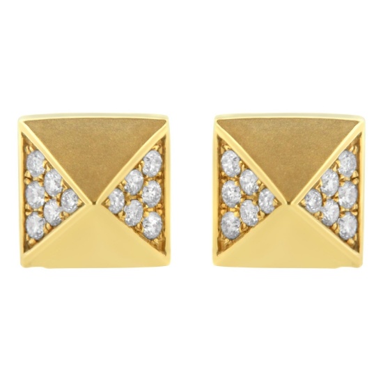 14k Gold .28ct Diamond Pyramid Stud Earrings
