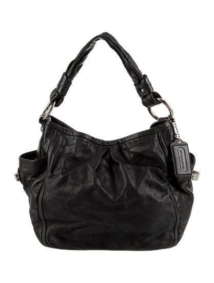 Coach 1941 Blk Leather Silver-tone Hdw Top Hdl Bag
