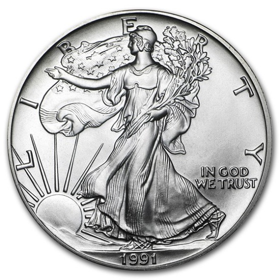 1991 1 Oz American Silver Eagle Bu