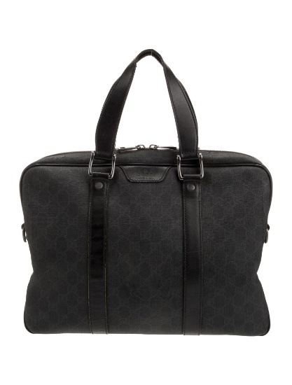 Gucci Gg Supreme Business 2 Way Black Top Hdl Bag