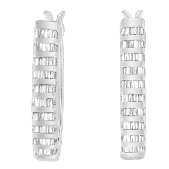 14k Gold Baguette Cut .65ct Diamond Earrings