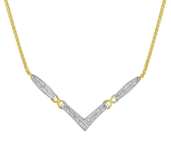 14k Two-tone Gold 2.00ct Diamond 'v' Necklace